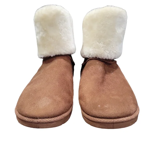 Olivia Miller Brown Faux Fur Ankle Boots Size 9 - Picture 2 of 5